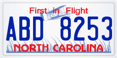 NC license plate ABD8253