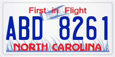 NC license plate ABD8261