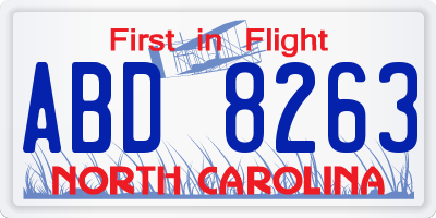NC license plate ABD8263