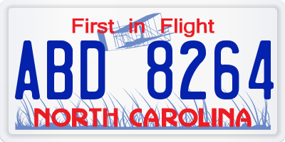 NC license plate ABD8264