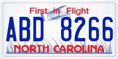 NC license plate ABD8266