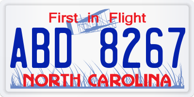 NC license plate ABD8267