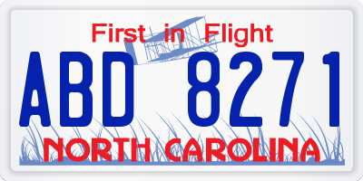 NC license plate ABD8271