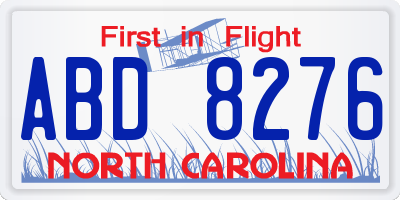 NC license plate ABD8276