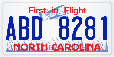 NC license plate ABD8281