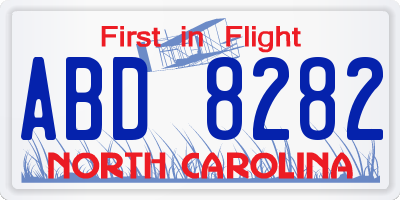 NC license plate ABD8282