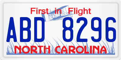 NC license plate ABD8296