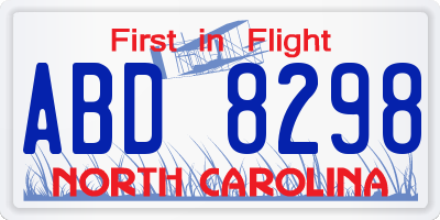 NC license plate ABD8298