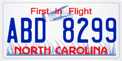 NC license plate ABD8299