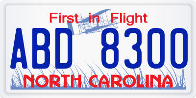 NC license plate ABD8300