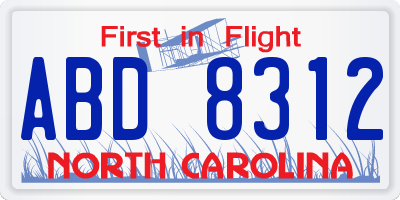 NC license plate ABD8312