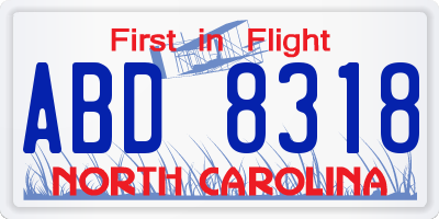 NC license plate ABD8318