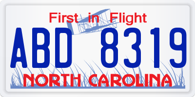 NC license plate ABD8319