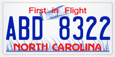 NC license plate ABD8322