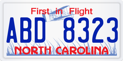 NC license plate ABD8323