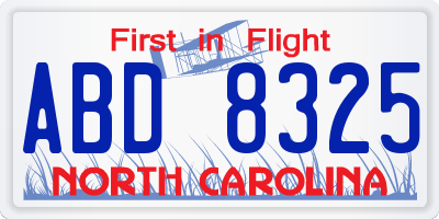 NC license plate ABD8325