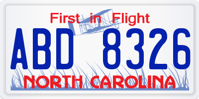 NC license plate ABD8326