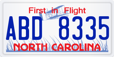 NC license plate ABD8335