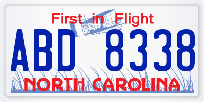 NC license plate ABD8338