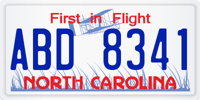 NC license plate ABD8341