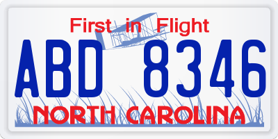 NC license plate ABD8346