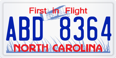 NC license plate ABD8364