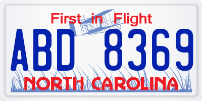 NC license plate ABD8369