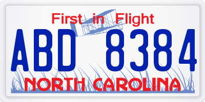 NC license plate ABD8384