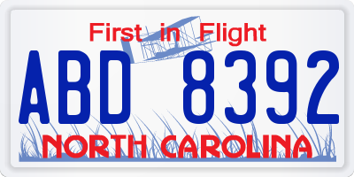 NC license plate ABD8392