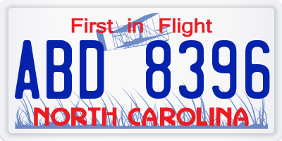 NC license plate ABD8396