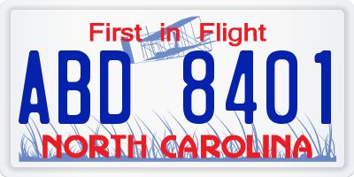 NC license plate ABD8401