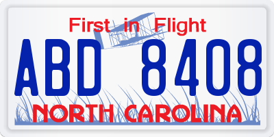 NC license plate ABD8408