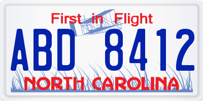 NC license plate ABD8412