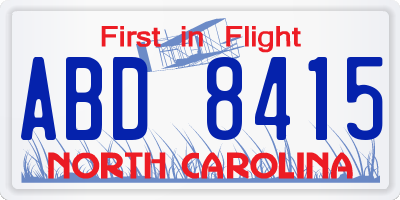 NC license plate ABD8415