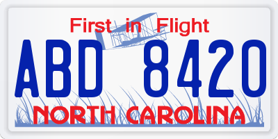 NC license plate ABD8420