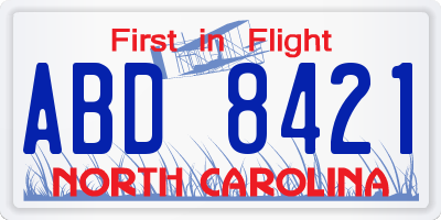 NC license plate ABD8421