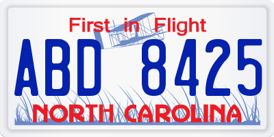 NC license plate ABD8425