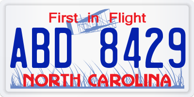 NC license plate ABD8429