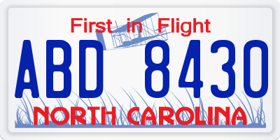 NC license plate ABD8430