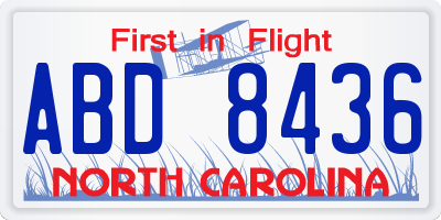 NC license plate ABD8436