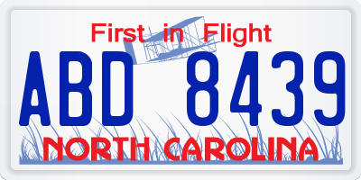 NC license plate ABD8439