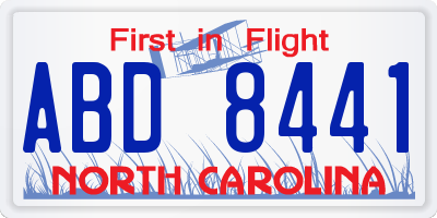 NC license plate ABD8441