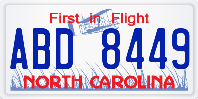 NC license plate ABD8449