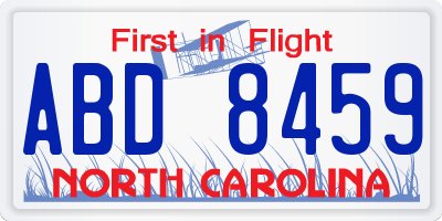 NC license plate ABD8459