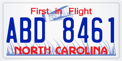 NC license plate ABD8461