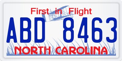 NC license plate ABD8463