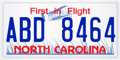 NC license plate ABD8464