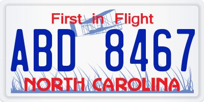 NC license plate ABD8467