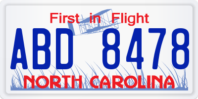 NC license plate ABD8478