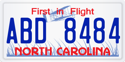 NC license plate ABD8484